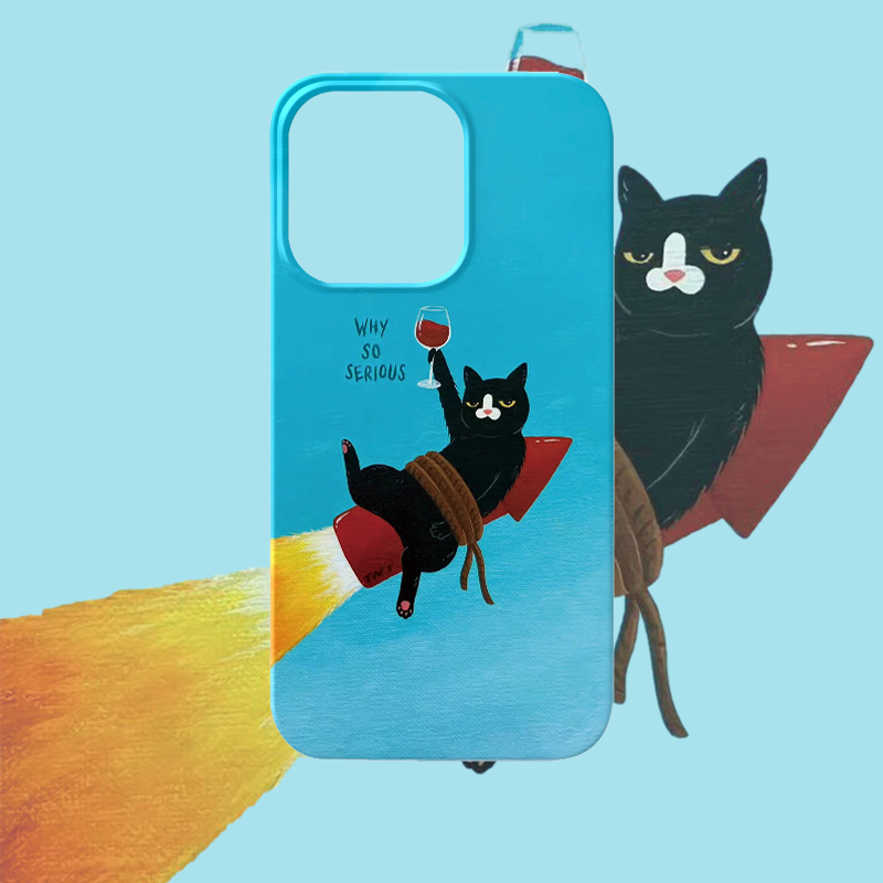 摆烂啦~可爱黑猫菲林手机硬壳