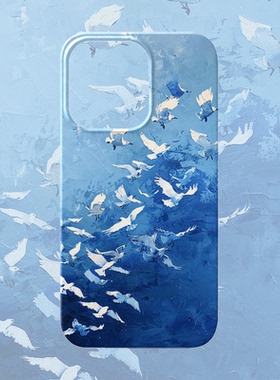 油画鸽子手机壳适用iPhone15promax苹果14菲林13文艺17蓝色16e华为mate60荣耀P70小米vivox200一加opporeno12