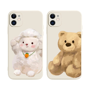 可爱小羊小熊手机壳适用iPhone14苹果12 vivox90 13pro情侣17max创意16软15华为mate60荣耀P70小米opporeno9