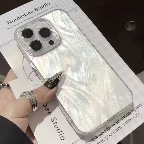 简约羽纱手机壳适用iPhone15promax苹果14高级感13银色17小众16华为mate60荣耀Pura70小米vivox200一加reno12