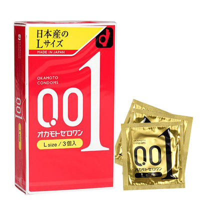 日本进口冈本001超薄0.01安全套避孕套L码大号 3只装男用情趣高潮