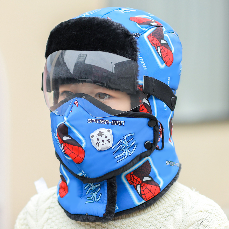 冬天防寒加绒加厚男童护耳雷锋帽