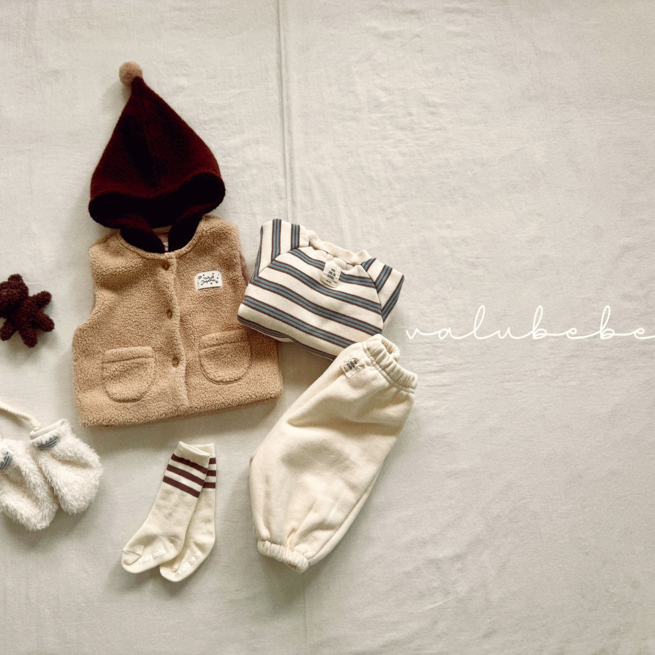 韩国童装代购VALU BEBE男女婴童宝宝个性羊羔绒连帽马甲背心外套