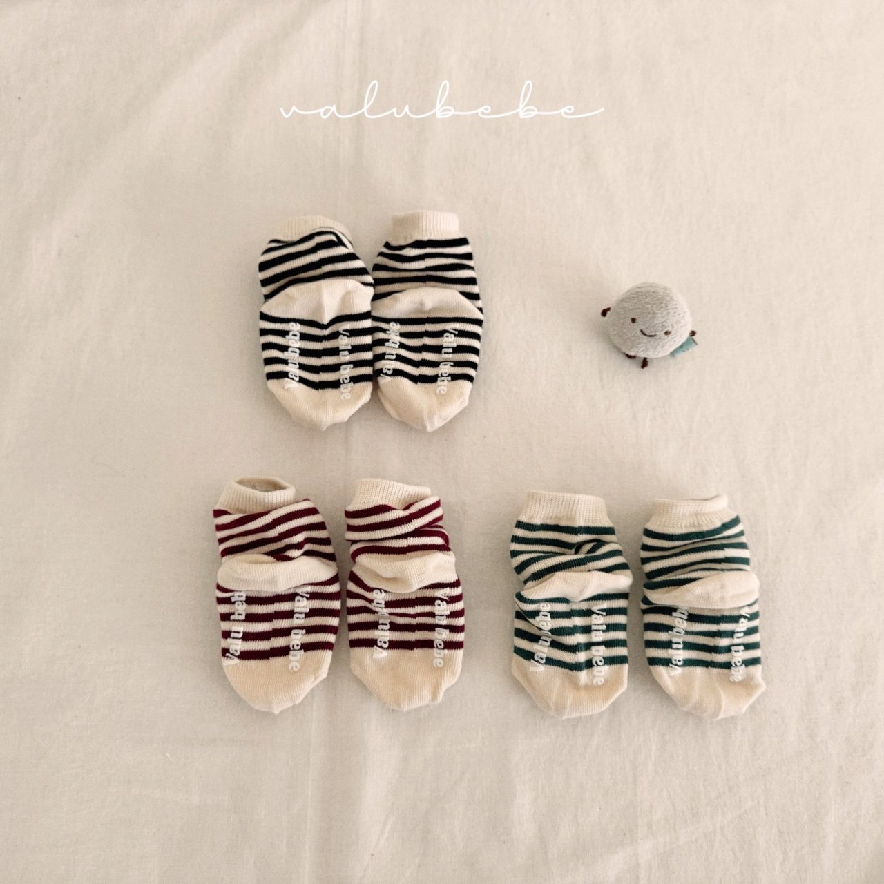 韩国童装代购VALU BEBE冬男女婴童宝宝亲肤条纹防滑可爱短袜组合
