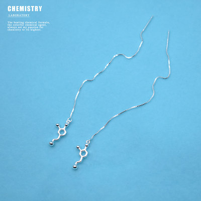 理科元素多巴胺咖啡因 五羟色胺925银耳线简约创意学生礼物