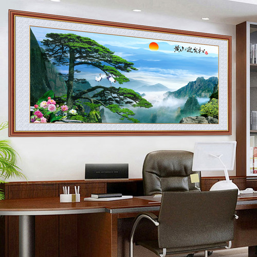 中式山水画墙贴客厅装饰画自粘画