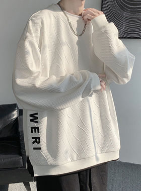 假两件cityboy日系圆领卫衣男款春秋潮牌宽松长袖运动上衣内搭T恤