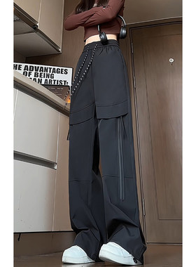 早秋防泼水冲锋裤男款潮牌机能工装裤cleanfit宽松户外运动长裤子