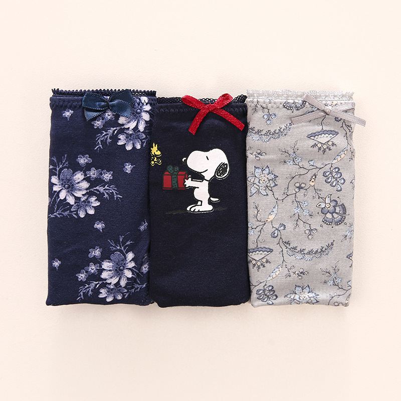 性感柔软彩棉盒装女士低腰三角裤