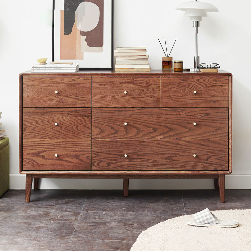 工厂直销纯美国FAS红橡木七斗柜 全实木斗橱卧室电视柜抽屉柜北欧