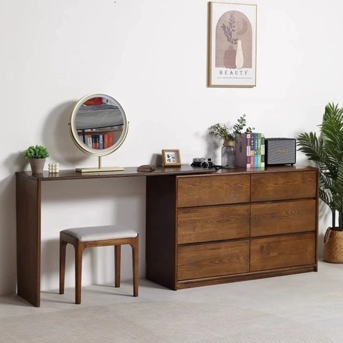 环保实木橡木卧室化妆台北欧风格