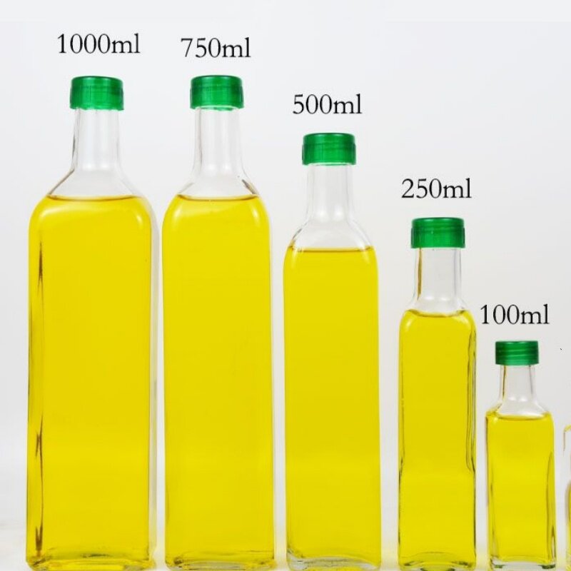 透明100ml250ml500ml山茶油瓶玻璃瓶 方形橄榄油瓶核桃油瓶空瓶子