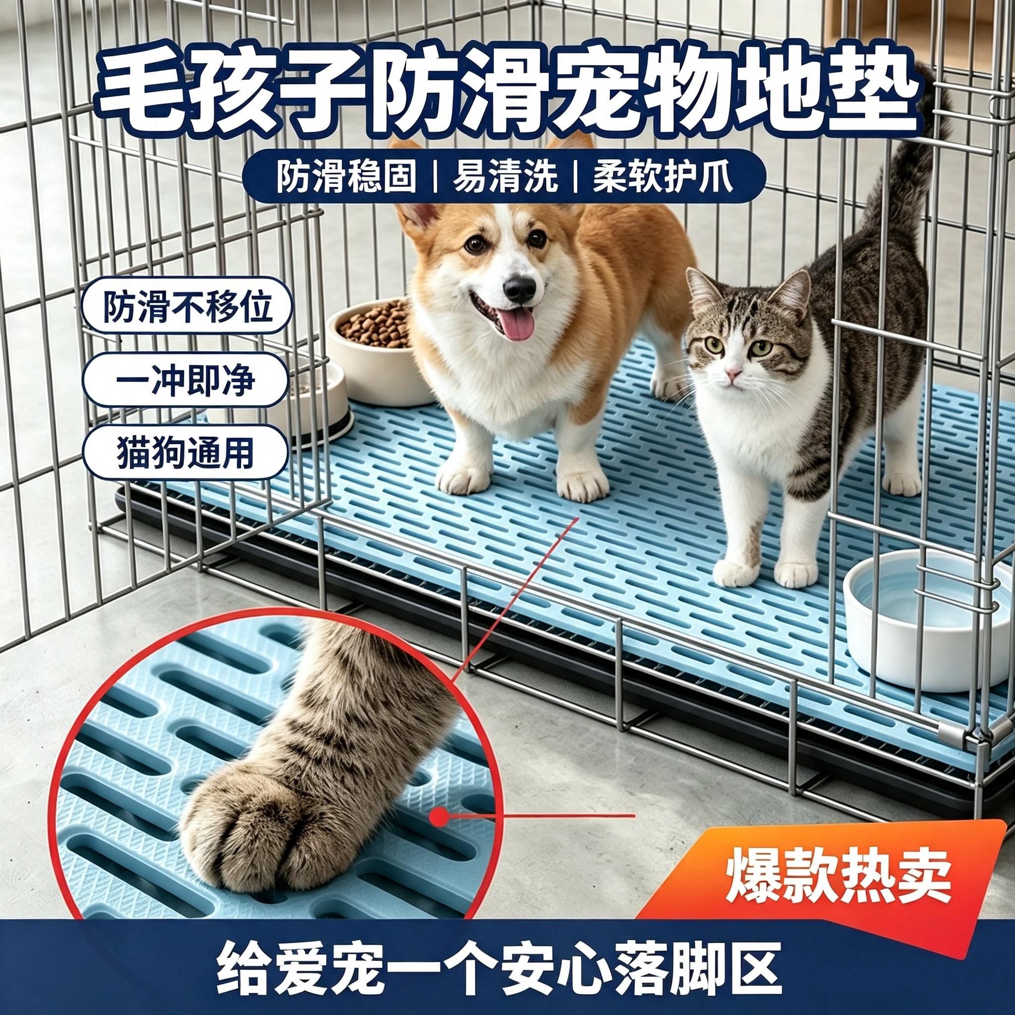 猫狗防滑不移位易洗护爪地垫图片