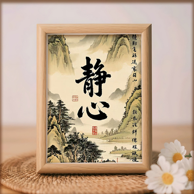 静心字画个性创意办公室书房客厅装饰勉励座右铭励志书法作品摆件