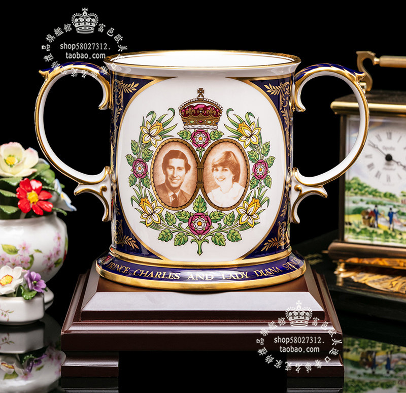 英国制Spode斯波德1981皇家结婚骨瓷大奖杯欧式玄关装饰花器花瓶