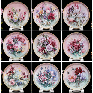 美国W S George彩蝶纷飞Lena Liu蝶恋花1991陶瓷生日挂盘 玫瑰花
