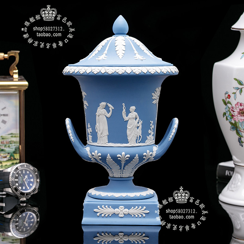 英国Wedgwood浮雕Jasper希腊神话1968玄关酒柜陶瓷冠军杯宝瓶摆件