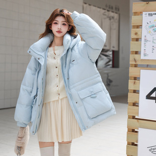 90鸭绒加大码羽绒服女短款200斤胖mm25冬新款韩版收腰小个子外套