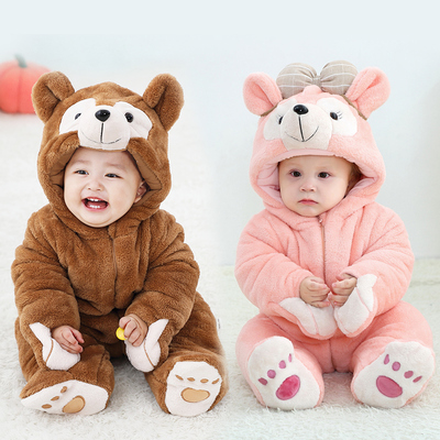 婴儿冬季加厚连体衣外出抱衣
