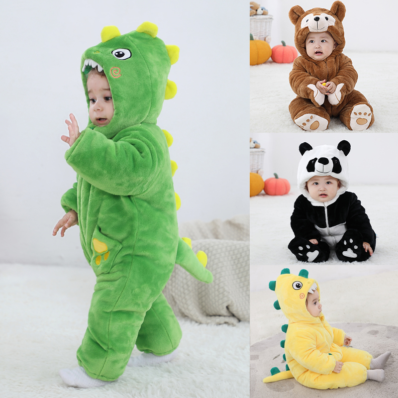 婴儿秋冬连体衣外出抱衣加厚可爱