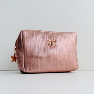 CT红色丝绒化妆包化妆品收纳袋精致随身包包便携方便酒红随身包