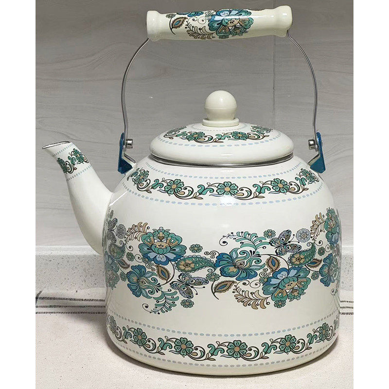7L繁花特大容量搪瓷茶壶蒙古西藏民族特色奶茶酥油冲茶壶茶餐具
