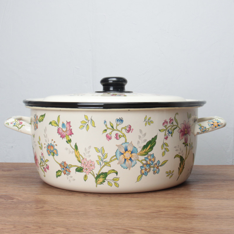 特厚搪瓷汤珐琅双耳芳香炖锅家用汤锅熬中药大容量电磁炉通用锅具