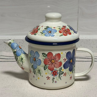 450mL搪瓷烧水壶家用小容量油壶开水壶搪瓷壶开水瓶泡茶壶咖啡壶