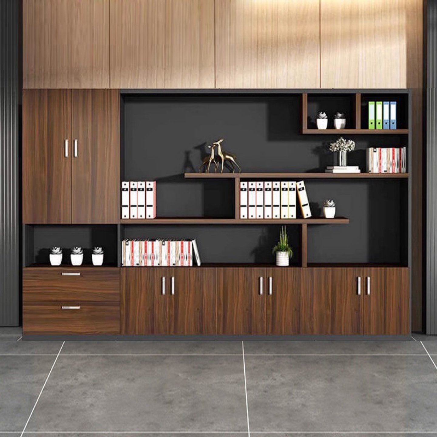 文件柜木质老板办公室书柜简约现代资料档案柜子储物柜收纳背景柜