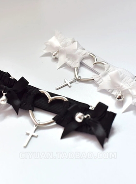 朋克哥特蝴蝶结蕾丝亚文化十字架项圈choker女仆铃铛纯欲配饰cos