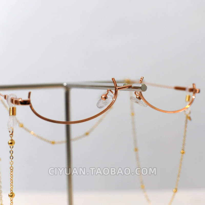 异域风金色链条眼镜框军lo半框