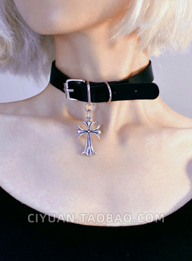 哥特未来十字架项圈choker亚文化