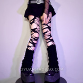 Lolita赛博朋克废土蜘蛛网状连裤 袜九分裤 袜亚比亚文化辣妹y2k袜