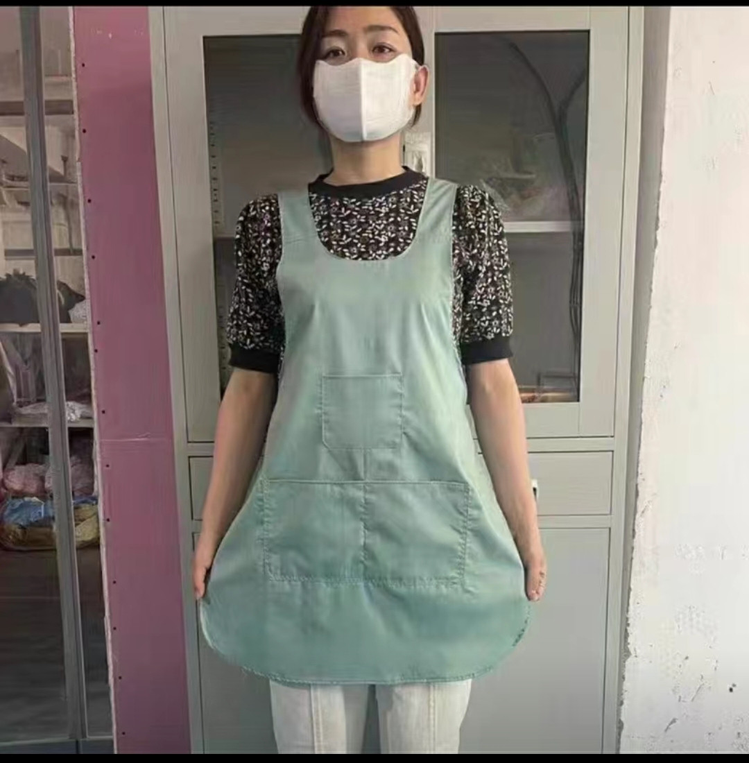 纺织厂围裙白纺织饭单织布工围裙三袋棉纺厂女工围兜涤棉印字定制