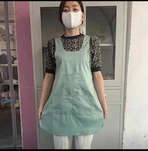 纺织厂围裙白纺织饭单织布工围裙三袋棉纺厂女工围兜涤棉印字定制