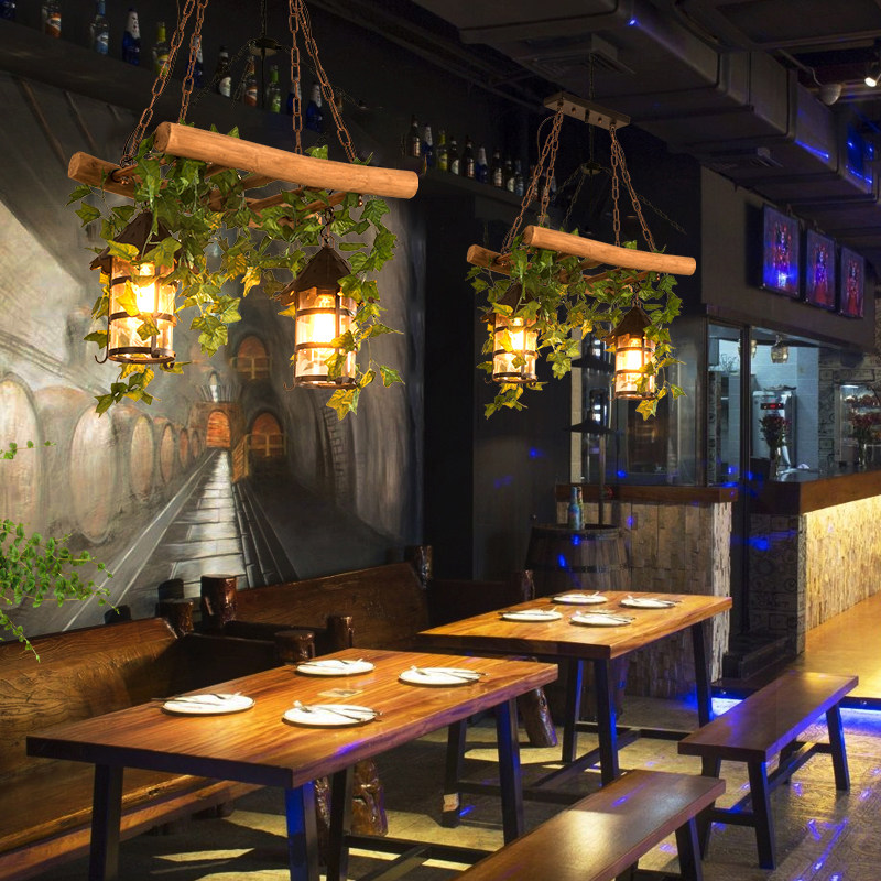 美式乡村复古怀旧工业风创意个性酒吧台咖啡厅音乐餐吧船木吊灯