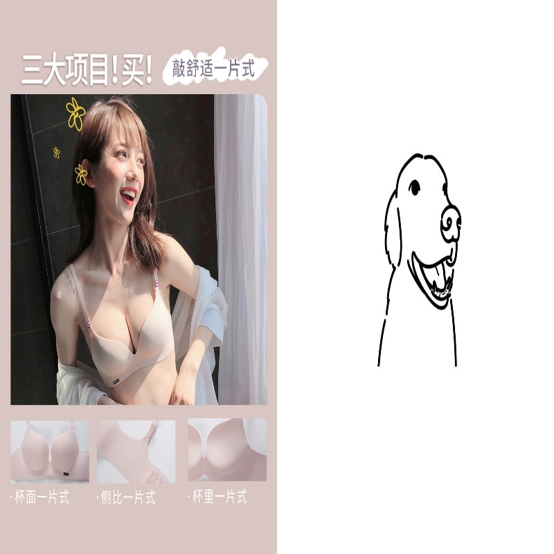 美胸无痕内衣内裤一套女小胸聚拢无钢圈文胸调整型性感少女厚模杯