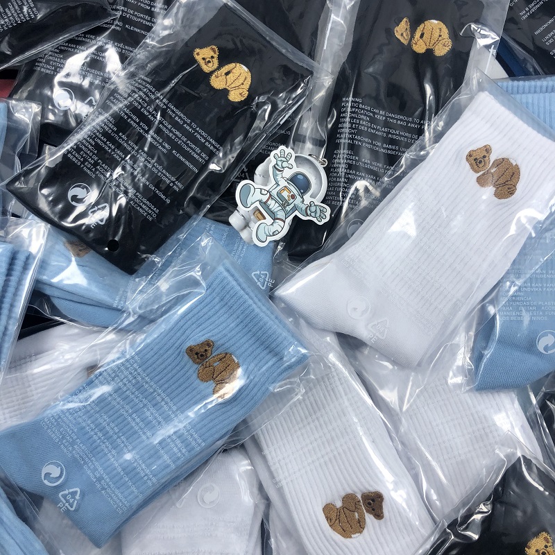 palm棕榈树断头小熊刺绣ins袜子