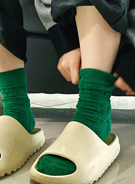 Taikonaut秋冬仙人掌爱心花朵毛圈厚保暖中筒袜子男女情侣ins潮袜