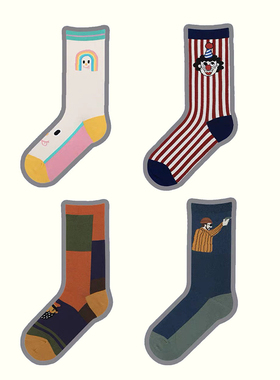 Taikonaut 新款西部世界卡通插画男女中筒ins个性时尚百搭潮袜