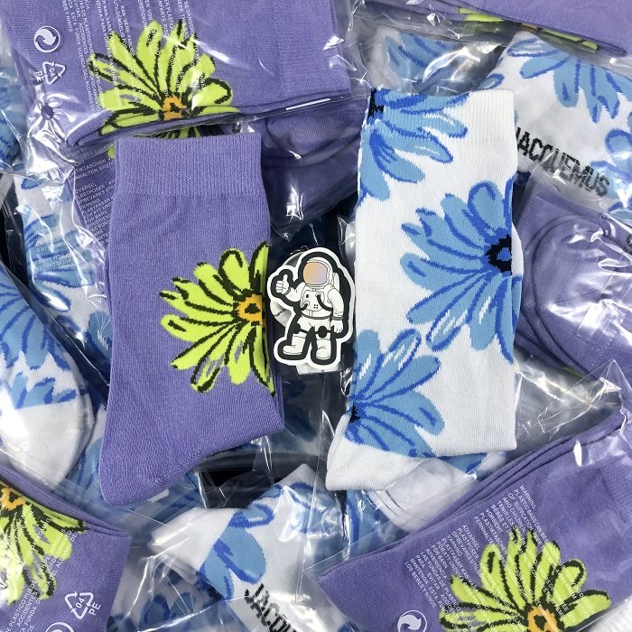 taikonaut 春夏百搭jacq新款小雏菊蓝紫太阳花纯棉运动男女潮袜