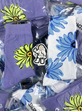 Taikonaut 春夏百搭JACQ新款小雏菊蓝紫太阳花纯棉运动男女潮袜