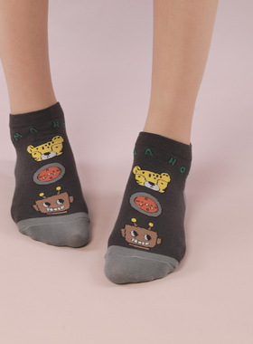 Taikonaut 复古豹子机器人船袜袜子女春夏薄款日系可爱卡通短袜