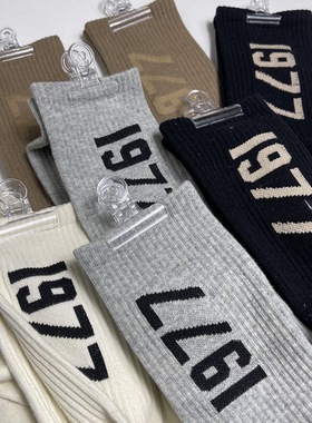 春夏FOG第七季复线ESSENTIALS纯色1977数字袜棉质情侣中筒ins潮袜