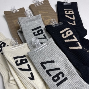 春夏FOG第七季 复线ESSENTIALS纯色1977数字袜棉质情侣中筒ins潮袜