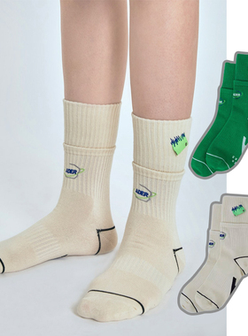 Taikonaut现货ader双螺口刺绣缝标男女中筒袜ins潮牌中筒百搭潮袜