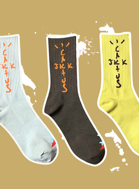 Taikonaut 现货Travis Scott 仙人掌大地色男女纯棉运动中筒潮袜