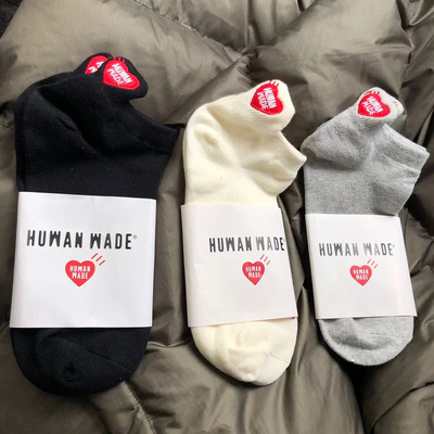 日潮爱心刺绣百搭船袜