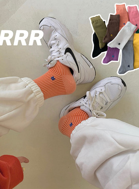 Taikonaut 韩国字母竖条堆堆袜子女春秋彩色韩中筒袜ins潮长筒袜