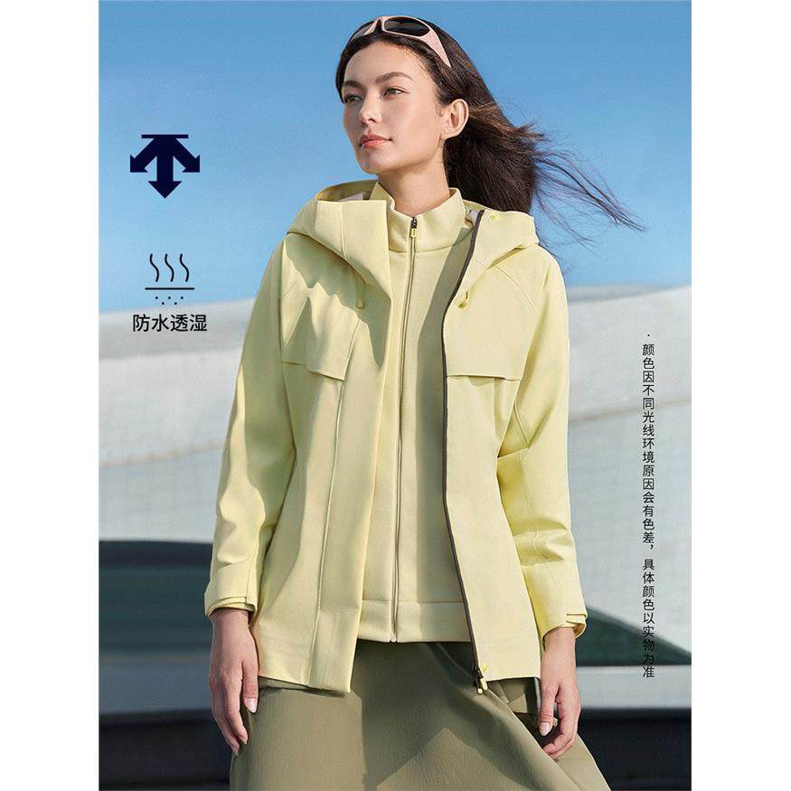 DESCENTE迪桑特女士防水透湿抓绒内胆三合一冲锋衣上衣两件套